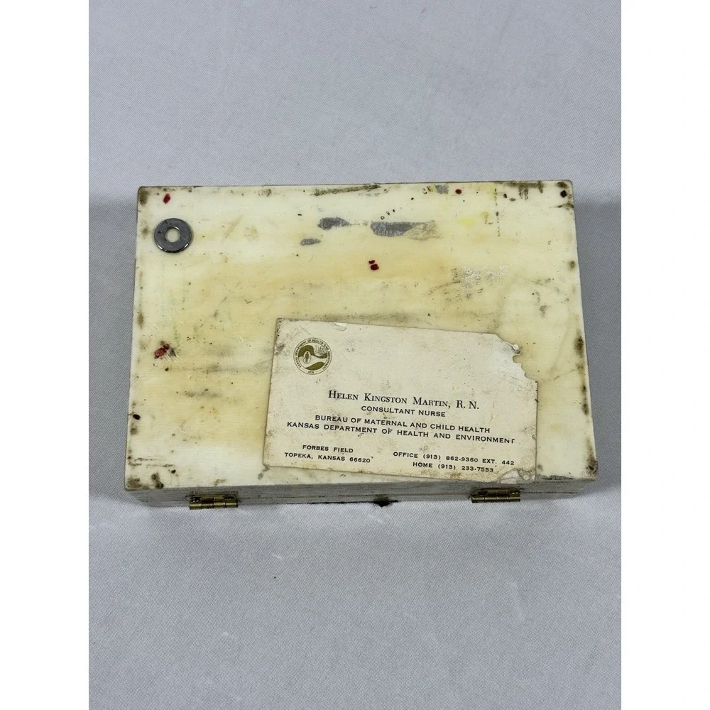 Antique Wood‎ Decoupage Bride/Announcement Hinged Box